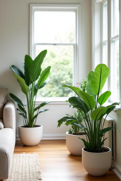 Styled indoor plants in a modern, light-filled home.
